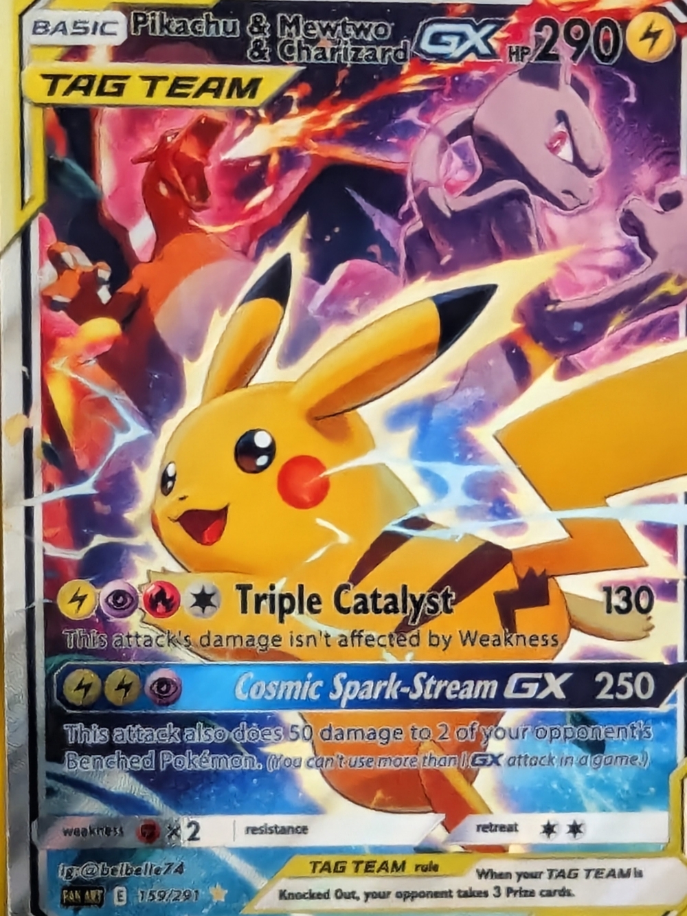 Pikachu & Mewtwo & Charizard TAG TEAM GX Card